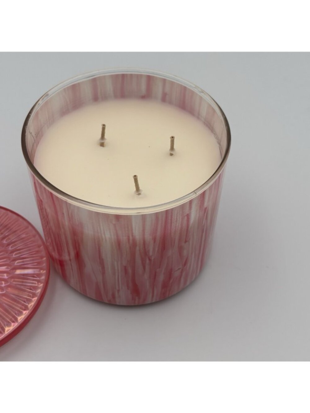 Bath & Body Works Champagne Toast 3 Wick Jar Candle Pink Glass Lid 14.5 oz - Picture 7 of 15